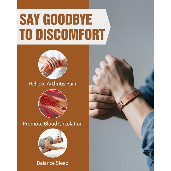 2X Copper Magnetic Bracelet for Men – Adjustable Cross Jewelry Gift, 4000 Gauss - Picture 5 of 8